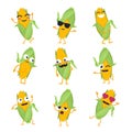 Funny corn - vector isolated cartoon emoticons