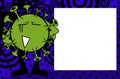 Funny green Corona virus covid cartoon frame picture background