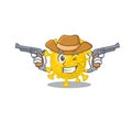 Funny corona virus diagnosis as a cowboy cartoon character holding guns