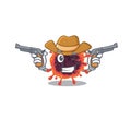 Funny corona virus zone as a cowboy cartoon character holding guns