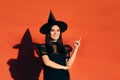 Halloween Woman in Witch Costume Outdoors Portrait