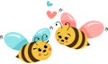 Funny couple bees of happy valentine