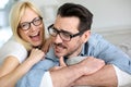 Funny couple at home Royalty Free Stock Photo