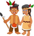 Funny couple indian tribal cartoon