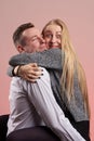 Funny couple making big hug