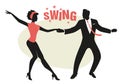 Funny couple wearing retro clothes dancing jazz, swing or rock and roll