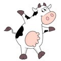 cute cow dancing, illustration isolated on white