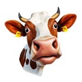 Funny Cow Face Clipart Sublimation on white background