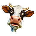 Funny Cow Face Clipart Sublimation on white background