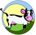 Funny cow on the grass logo