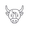 Funny cow line icon concept. Funny cow vector linear illustration, symbol, sign Royalty Free Stock Photo