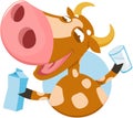 Funny cow with milk Royalty Free Stock Photo