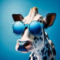 Funny cow in sunglasses close-up, generative AI Royalty Free Stock Photo