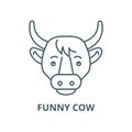 Funny cow vector line icon, linear concept, outline sign, symbol Royalty Free Stock Photo
