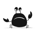 Funny crab, black silhouette for your design