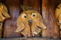 Funny craft of an owl made of wood Royalty Free Stock Photo