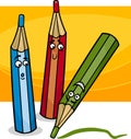 Funny crayons cartoon illustration Royalty Free Stock Photo