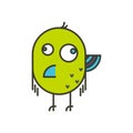 Funny crazy bird vector illustration.