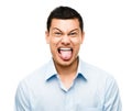 Funny crazy face man mixed race latino Royalty Free Stock Photo