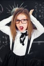 Funny crazy girl student with glasses Royalty Free Stock Photo