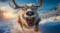 Christmas Reindeer Crazy Happy Excited Animal Fairytale Snow Animation Cartoon