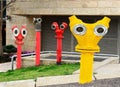 Funny creative fire hydrants. Modern architecture