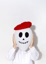 Funny and creative Halloween balloon in red beret