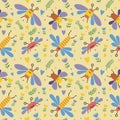 vector seamless pattern funny insects
