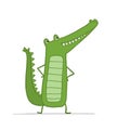 Funny Crocodile Character. Childish Style. Sketch for your design Royalty Free Stock Photo