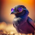 Funny crow in sunglasses close-up, generative AI Royalty Free Stock Photo