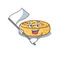 Funny crumpets cartoon character style holding a standing flag