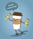 A funny cup of coffee. Good morning. Vector illustration. Royalty Free Stock Photo