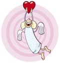 Funny cupid angel with heart