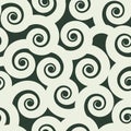 Funny curls seamless pattern, black and white vector background Royalty Free Stock Photo