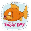 Funny Cut Line Fish for April Fools' Day, Vector Illustration