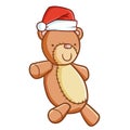 Funny and cute bear doll wearing Santa`s hat for Christmas Royalty Free Stock Photo