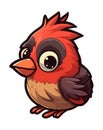 Funny and cute bird transparency sticker, Northern Cardinal