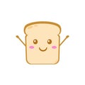 Funny cute bread character. Vector flat bread character smiling. isolated on white background. Bread character concept