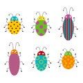 Funny bug set. Collection happy cartoon insects. Colorful hand drawn illustration. Royalty Free Stock Photo