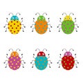 Funny bug set. Collection happy cartoon insects. Colorful illustration Royalty Free Stock Photo