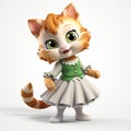 Funny cute cartoon cat dancer in Irish costume Royalty Free Stock Photo
