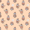 Funny cute cartoon sheeps vector seamless pattern Royalty Free Stock Photo