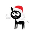 Funny and cute cat with red christmas hat vector Royalty Free Stock Photo