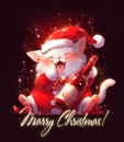 Funny Cute Christmas Cat, festive, banner, christmas card design Royalty Free Stock Photo