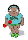 Funny cute chubby black boy at school gym