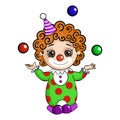 Funny cute clown juggles balls Royalty Free Stock Photo