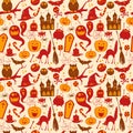 Funny cute colored seamless background abstract pattern for hallowe?? Royalty Free Stock Photo