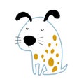 Funny Dog Animal Illustration with black ears and face