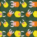 Funny and cute colorful vikings seamless pattern.