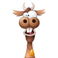 Funny, cute, crazy cartoon characters cow.